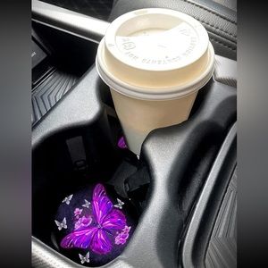 🌸 Awesome Floral Flower Butterfly Set Of 2 Car Drink Holder Coasters 🦋